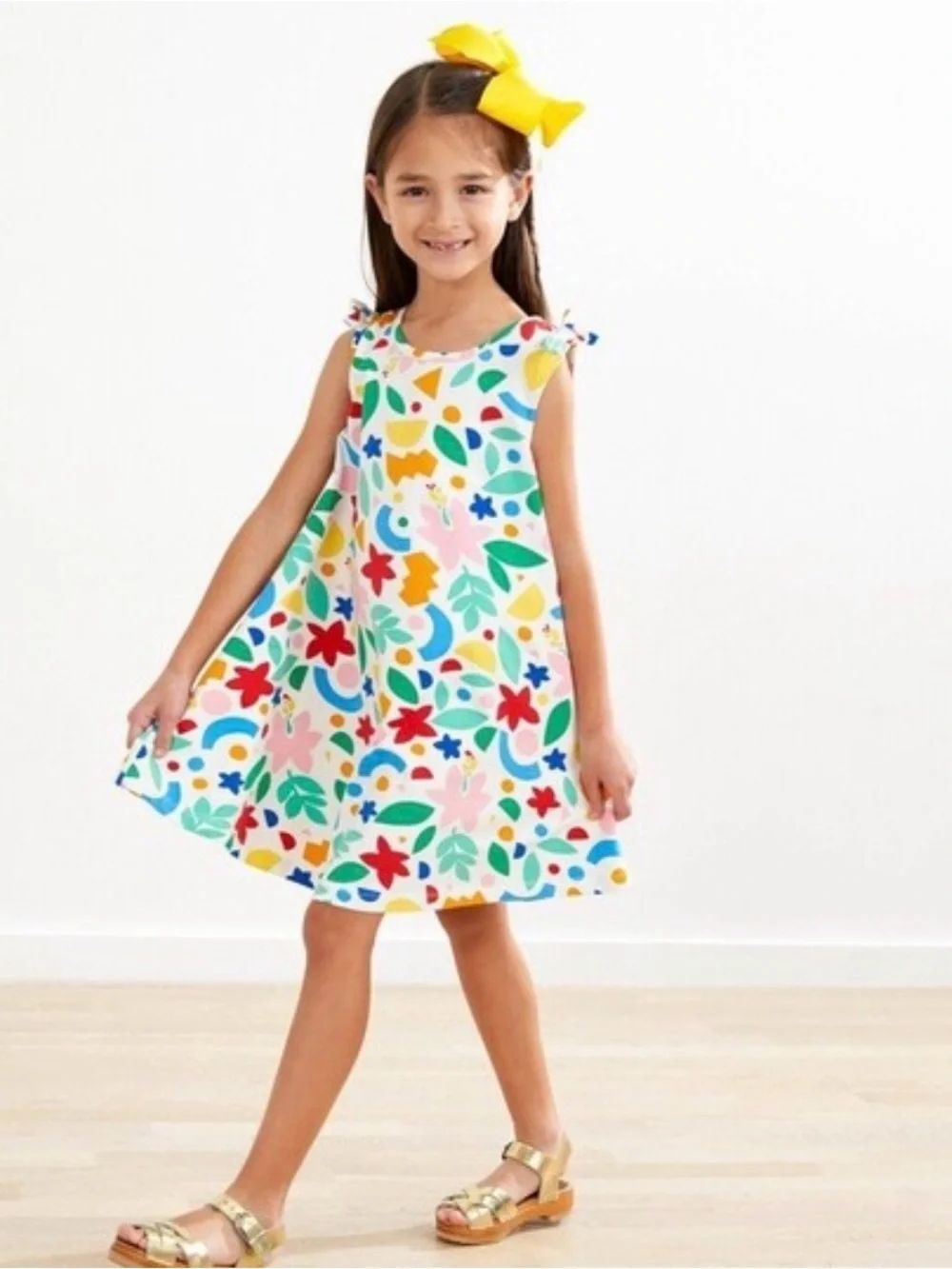 Hanna Andersson Multicolor Abstract Print Dress Sz 130cm